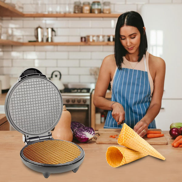 Portable Ice Cream Cone Machine - Non-Stick Coating and High Efficiency Double-Sided Heating