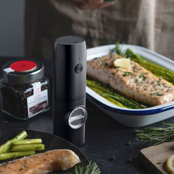 Electric Automatic Rechargeable Pepper Grinder Salt and Pepper Mills USB Charging Spice Grinder LED Light Kitchen Tools Applicen