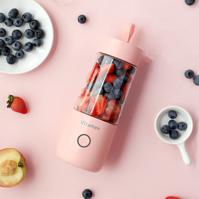 Mini Electric Juice Blender - Portable Smoothie Maker Cup with 4 Stainless Steel Blades