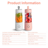 Mini Electric Juice Blender - Portable Smoothie Maker Cup with 4 Stainless Steel Blades