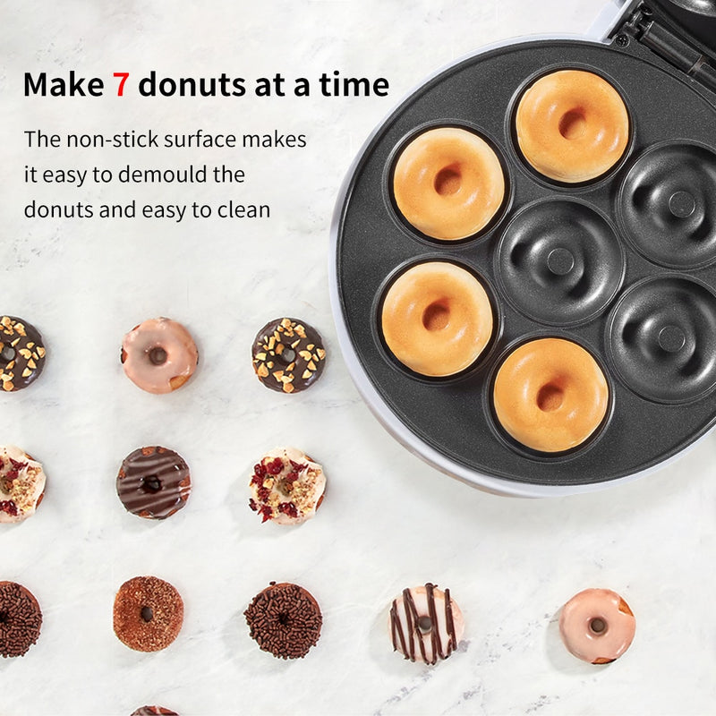 Donut Maker Machine, Non-stick Surface, Makes 7 Doughnuts, Power