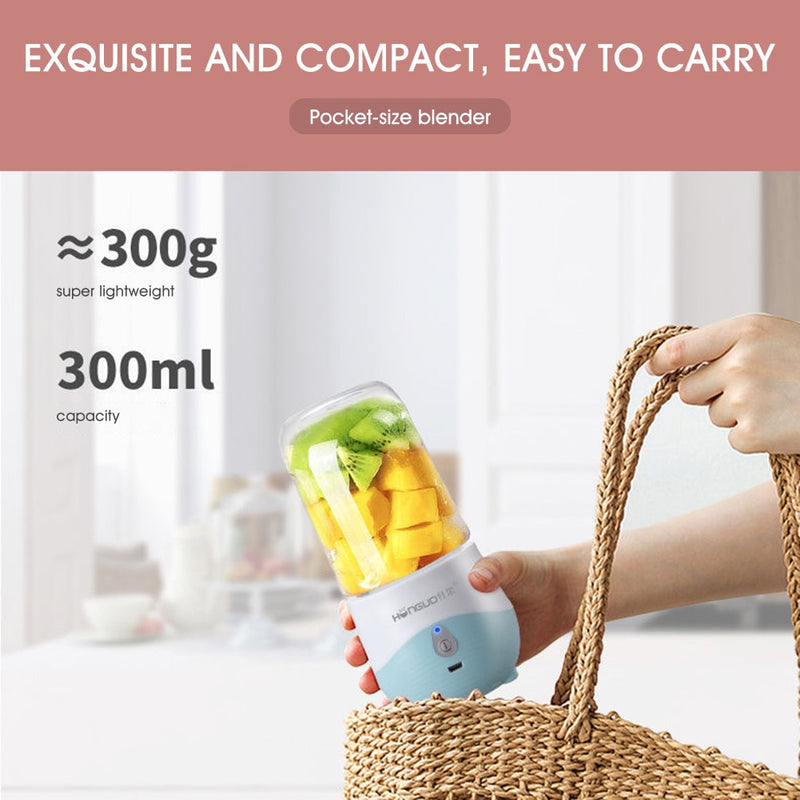 Portable USB Rechargeable Mini Blender for Fruit Smoothies and Milkshakes - 300ml Personal Juicer Cup