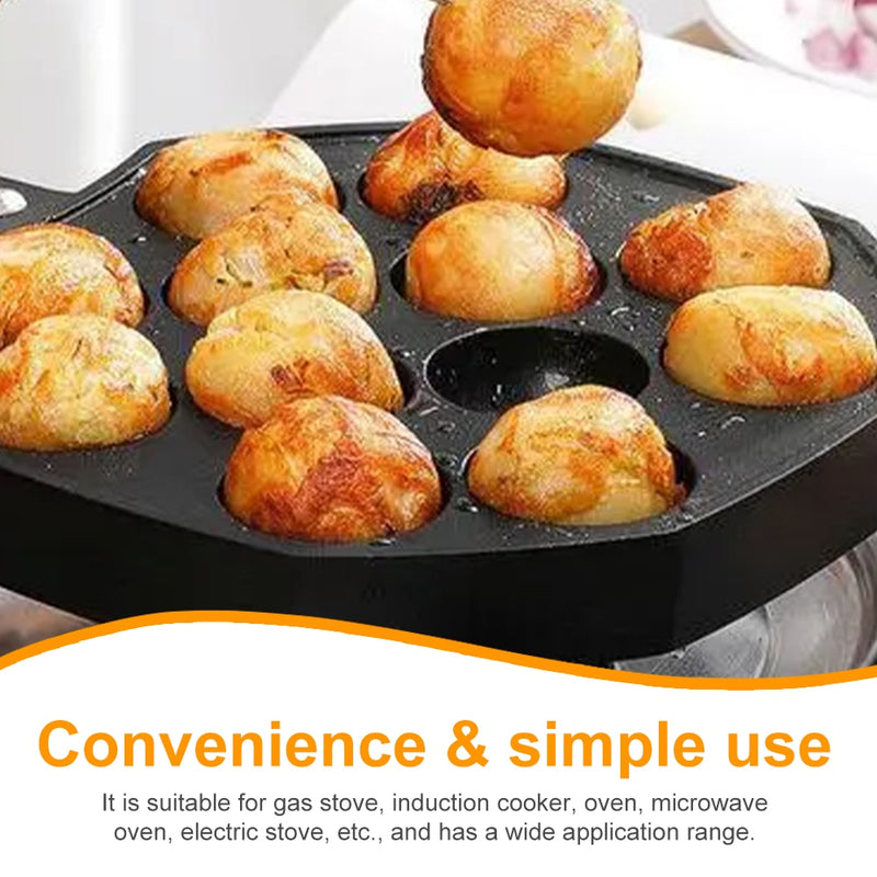 Aluminum Alloy Takoyaki Pan - Portable and Easy-to-Clean Octopus Ball Maker for Home Cooking