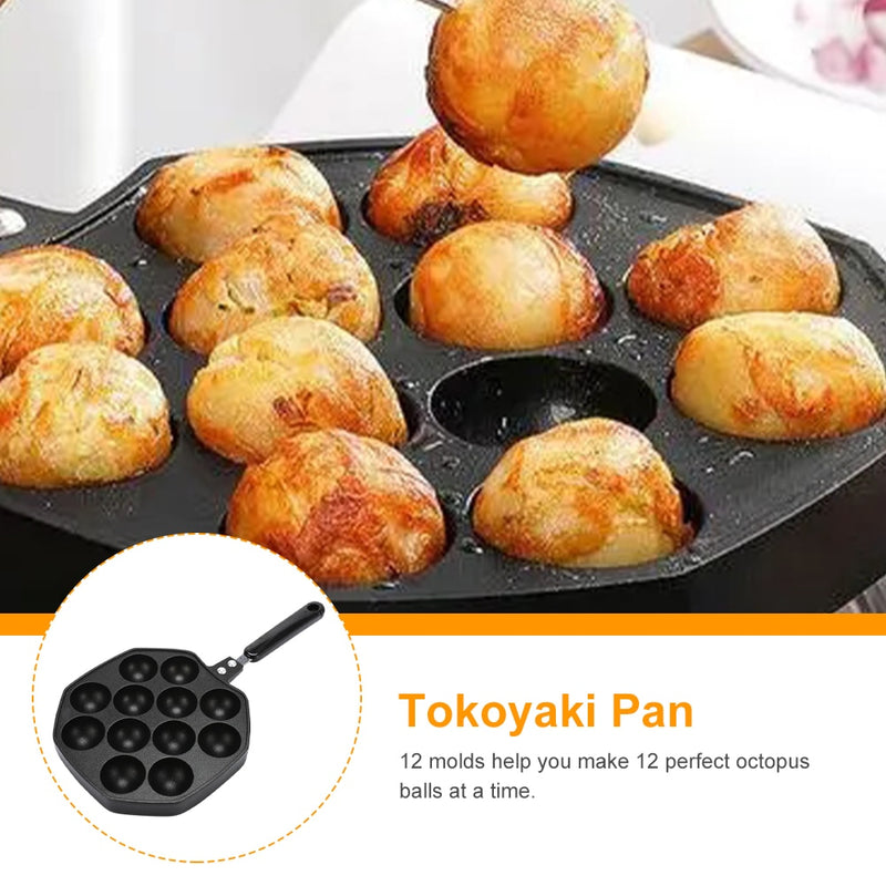 Aluminum Alloy Takoyaki Pan - Portable and Easy-to-Clean Octopus Ball Maker for Home Cooking