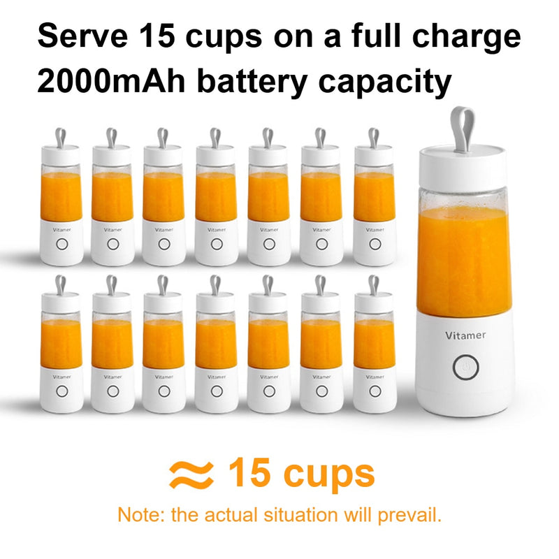 Mini Electric Juice Blender - Portable Smoothie Maker Cup with 4 Stainless Steel Blades